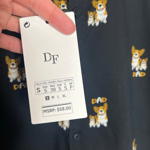 Denim & Flower Ricky Singh Button Up Shirt Small Mens Corgi Dad Dogs Preppy New - Picture 5 of 8